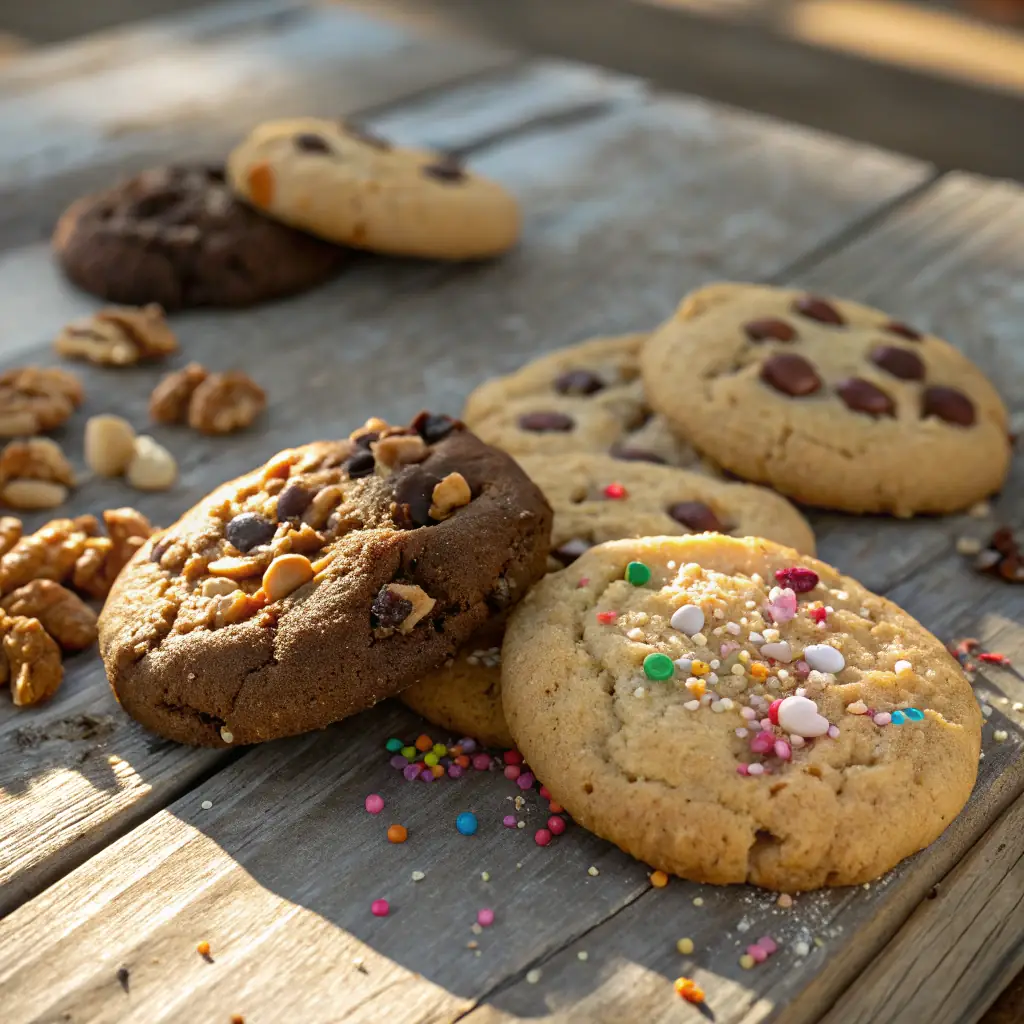 A stack of Alpine Roots millet cookies, highlighting their natural ingredients and wholesome appearance.