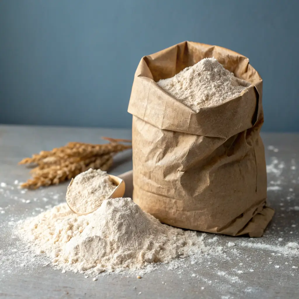 A bag of Alpine Roots millet atta, showcasing the natural texture of the flour.
